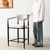 Manhattan 25.5" Chenille Metal Frame Counter Stool With Armrest And Footrest (Set of 3)