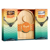 Margarita Glass, Salt & Board Gift Set - Includes 2 Ribbed 12oz
