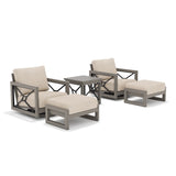 Marindo Aluminum Patio Conversation Set With 2 Swivel Chair and 2 Ottoman