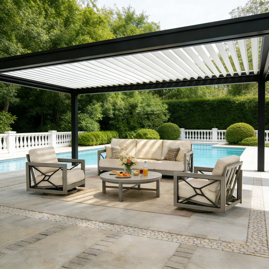 Marindo 5 Person Patio Seating Sets With 2 Swivel Chair
