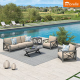 Marindo 5 Pieces Aluminum Patio Lounge Chair Set with End Table