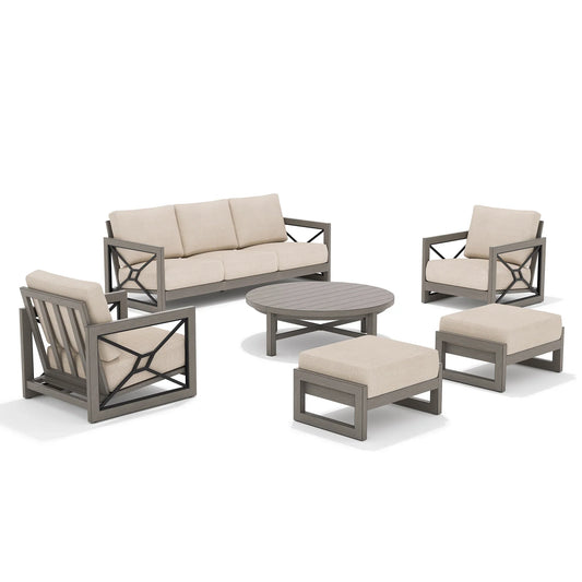 Marindo 6 Piece Patio Seating Set With Club Chair and Ottoman