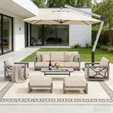 Marindo 6 Piece Patio Swivel Seating Set With Ottoman