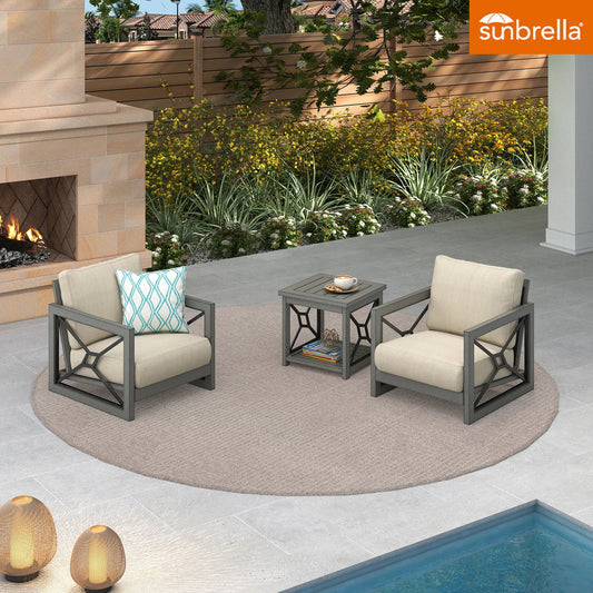 Marindo 3 Pieces Aluminum Patio Bistro Set with Sunbrella® Cushions