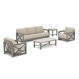 Marindo 5-Piece Backyard Lounge Seating Set with Composite Concrete Table