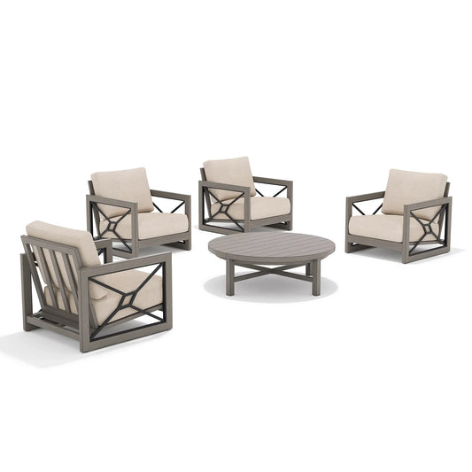 Marindo 4 Piece Lounge Chairs and Round Coffee Table