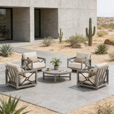 Marindo Patio 4 Swivel Lounge Chairs and Round Coffee Table