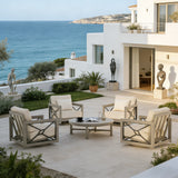 Marindo Patio 4 Swivel Lounge Chairs and Round Coffee Table