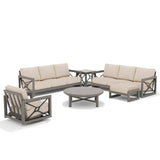 Marindo Convertibale Patio Sectional Set With Swivel Chair and Ottoman