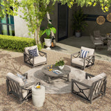 Marindo Patio 4 Swivel Lounge Chairs and Round Coffee Table