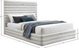 Maxwell Contemporary Bed – Luxurious Cream Linen Texture with Deep Channel Tufting for Elegance
