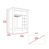 Essential Bar Cabinet with Open Display Shelf, Built-In Wine Rack Cubbies, Smooth-Glide Storage Drawer and Spacious Top Surface for Elegant Home Entertaining, Beverage Organization and Modern Bar.