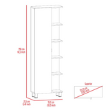 Tuhome Urano Mirror Linen Cabinet with Four Internal Shelves, Five External Display Shelves, Spacious Single-Door Compartment and Modern Tall Storage Design for Bathroom, Kitchen, Bedroom or Multifunctional Home Organization