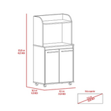 Kira Kitchen Kart, Double Door Cabinet, One Open Shelf, Two Interior Shelves