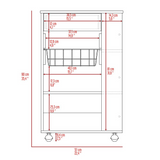 Blosson Kitchen Cart,  One Drawer, Two Open Shelves, Four Casters