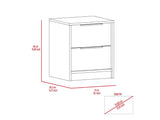 Fontana Nightstand, Two Drawers, Metal Handle