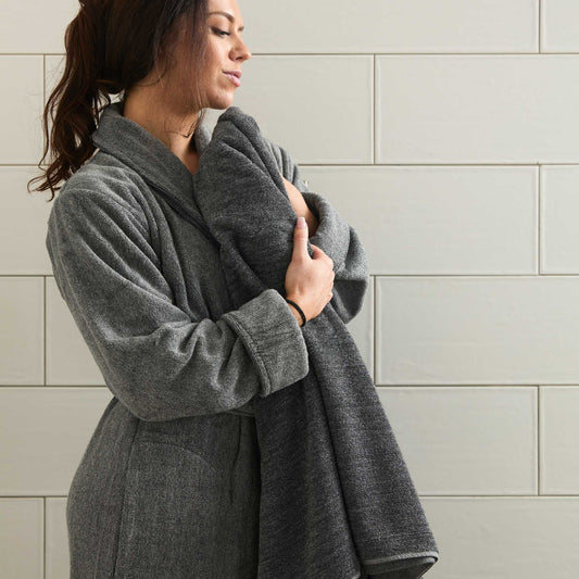 Melange Bamboo Cotton Bath Sheet 3 Piece Set - Charcoal