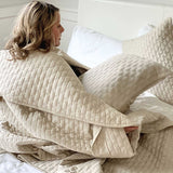 Melange Bamboo Cotton Quilted Coverlet - Sand