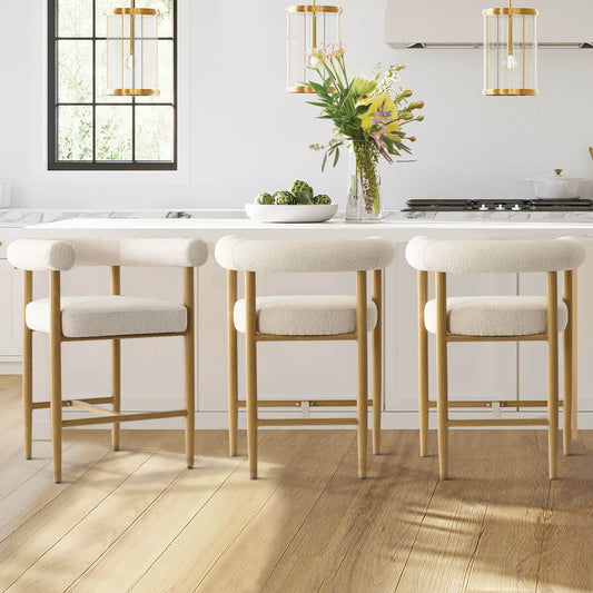 Melbourne 24" Boucle Counter Stool with Arms (Set of 3)