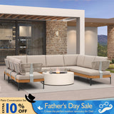 PURPLE LEAF Sicilia U-Shaped Modular Outdoor Sectional with Oatmeal Greige Cushions Flexible Layout for Porch Backyard