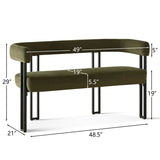 Mia 48.5" Modern Velvet Bench Loveseat
