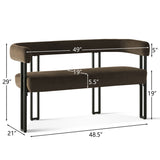 Mia 48.5" Modern Velvet Bench Loveseat