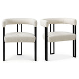 Mia Upholstered Tweed Dining Chair with Arms (Set of 2)