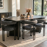 Mia Upholstered Tweed Dining Chair with Arms (Set of 2)
