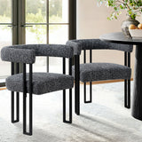 Mia Upholstered Tweed Dining Chair with Arms (Set of 2)
