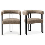 Mia Upholstered Tweed Dining Chair with Arms (Set of 2)
