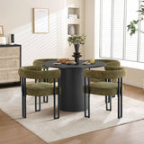 Mia Upholstered Chenille Dining Chair with Arms (Set of 2)