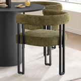 Mia Upholstered Chenille Dining Chair with Arms (Set of 2)