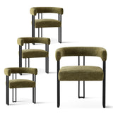 Mia Upholstered Chenille Dining Chair with Arms (Set of 4)