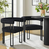 Mia Upholstered Chenille Dining Chair with Arms (Set of 2)