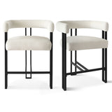 Mia 24" Modern Velvet Counter Stool with Arms (Set of 3)