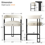 Mia 24" Modern Velvet Counter Stool with Arms (Set of 4)