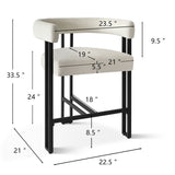 Mia 24" Modern Velvet Counter Stool with Arms (Set of 2)