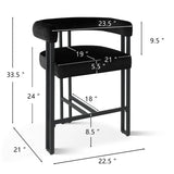 Mia 24" Modern Velvet Counter Stool with Arms (Set of 4)