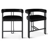 Mia 24" Modern Velvet Counter Stool with Arms (Set of 4)