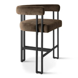 Mia 24" Modern Velvet Counter Stool with Arms (Set of 2)