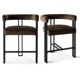 Mia 24" Modern Velvet Counter Stool with Arms (Set of 2)