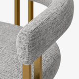 Mia 24" Modern Gold Chenille Dining Chair with Arms (Set of 4)