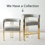 Mia 24" Modern Gold Chenille Dining Chair with Arms (Set of 6)