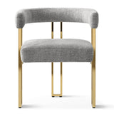 Mia 24" Modern Gold Chenille Dining Chair with Arms (Set of 4)