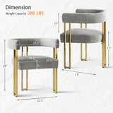 Mia 24" Modern Gold Chenille Dining Chair with Arms (Set of 4)