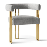 Mia 24" Modern Gold Chenille Dining Chair with Arms (Set of 4)