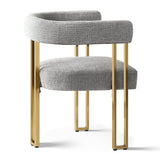 Mia 24" Modern Gold Chenille Dining Chair with Arms (Set of 6)