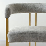 Mia 24" Modern Gold Chenille Dining Chair with Arms (Set of 4)