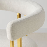 Mia 24" Modern Gold Chenille Dining Chair with Arms (Set of 2)