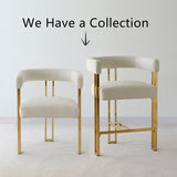 Mia 24" Modern Gold Chenille Dining Chair with Arms (Set of 6)